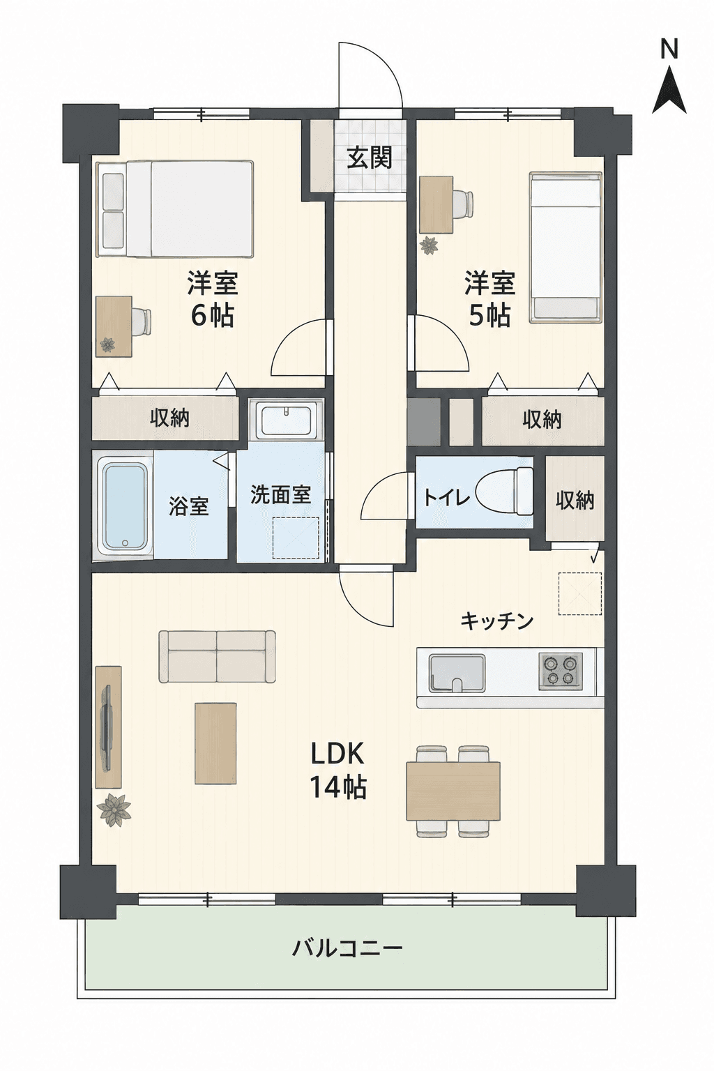 建物間取り風水で使用するサンプル間取り図